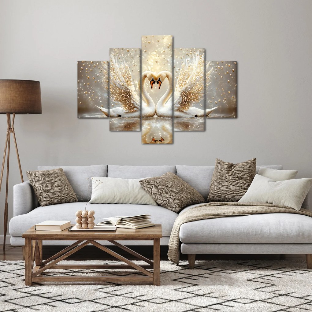 Obraz - Zlaté labute (150x105 cm)