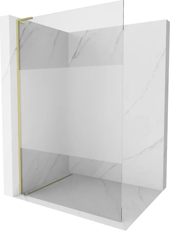 Mexen Kioto L, sprchová zástena Walk-In 70 x 200 cm, 8mm číre sklo-námraza, zlatý matný profil, 800-070-103-55-35