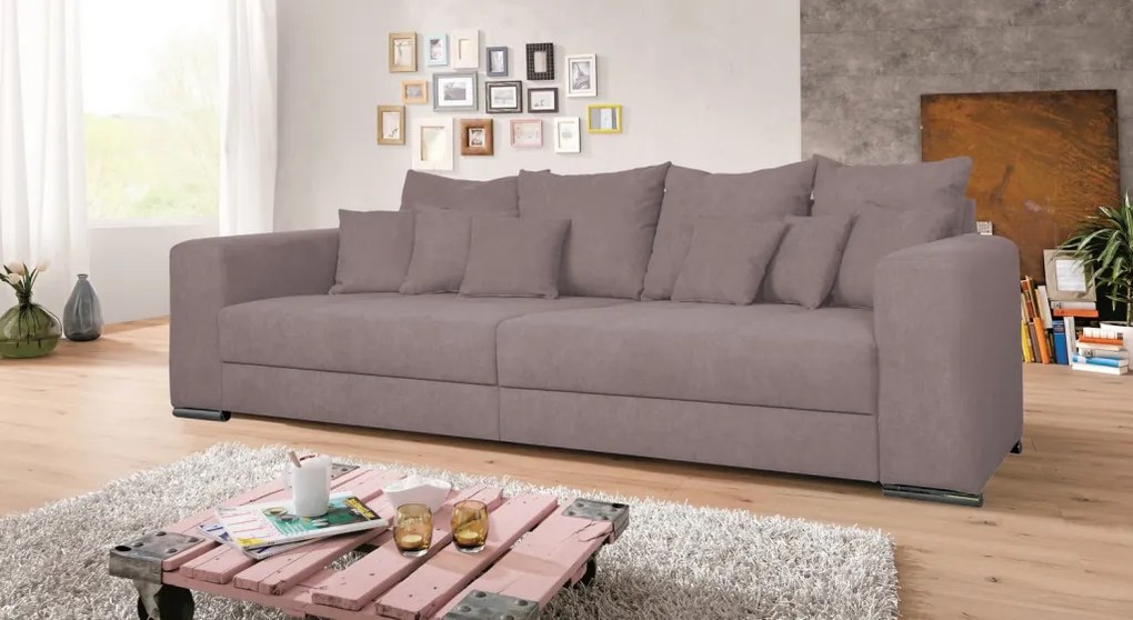 Široká pohovka Rosa, ružová látka