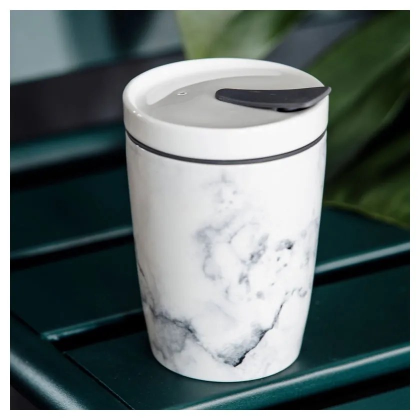 Sivo-biely porcelánový cestovný hrnček Villeroy &amp; Boch Like To Go, 290 ml