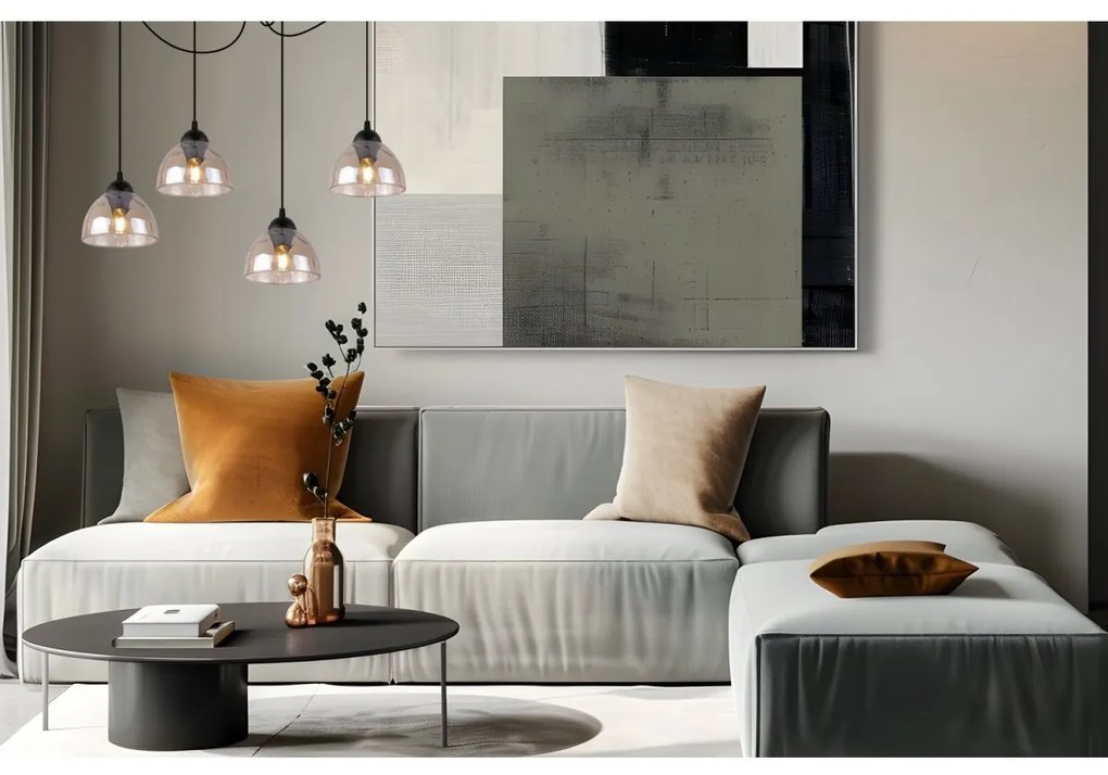 Závesné svietidlo Venice Spider, 4x medové sklenené tienidlo