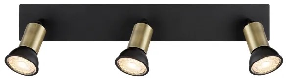 Globo 57998-3B - Bodové svietidlo DREW 3xGU10/35W/230V čierna/mosadz