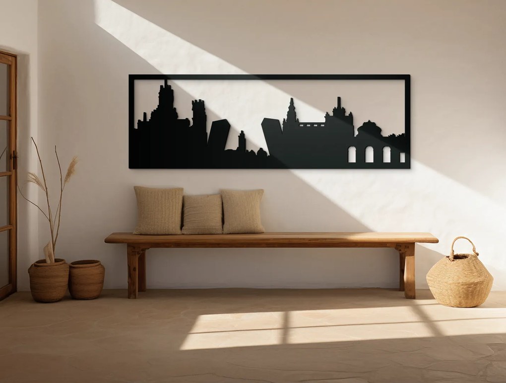 drevko Obraz Madrid panoráma Rozmer obrazu: 29,5 x 89 cm, Farba dekorácie: Čierna