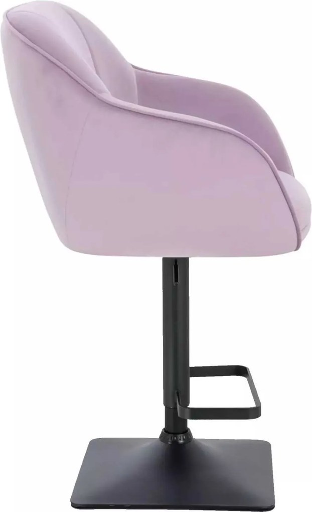 LuxuryForm DESIGN Barová stolička AVOLA VELUR na čiernej hranatej podstave - levanduľa