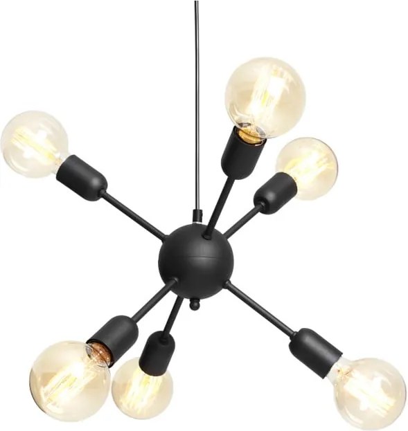Čierne závesné svietidlo na 6 žiaroviek Custom Form Vanwerk Ball