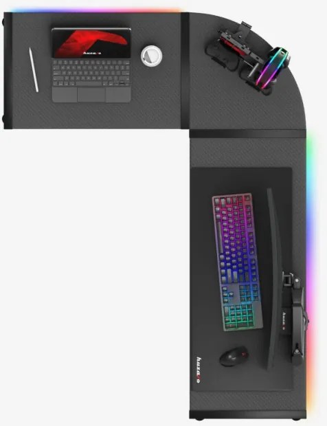 Herný rohový stôl Hero 6.0 RGB čierny