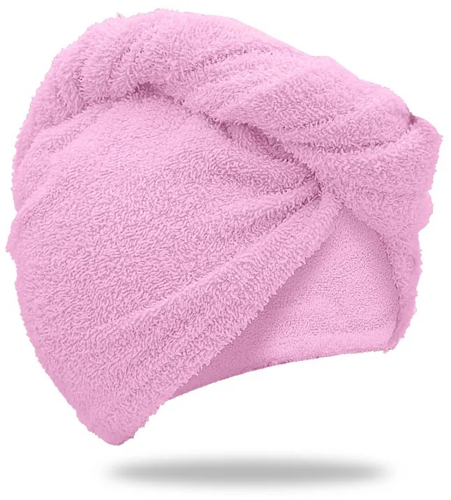 Rýchloschnúci froté turban na vlasy ružový, 100% bavlna