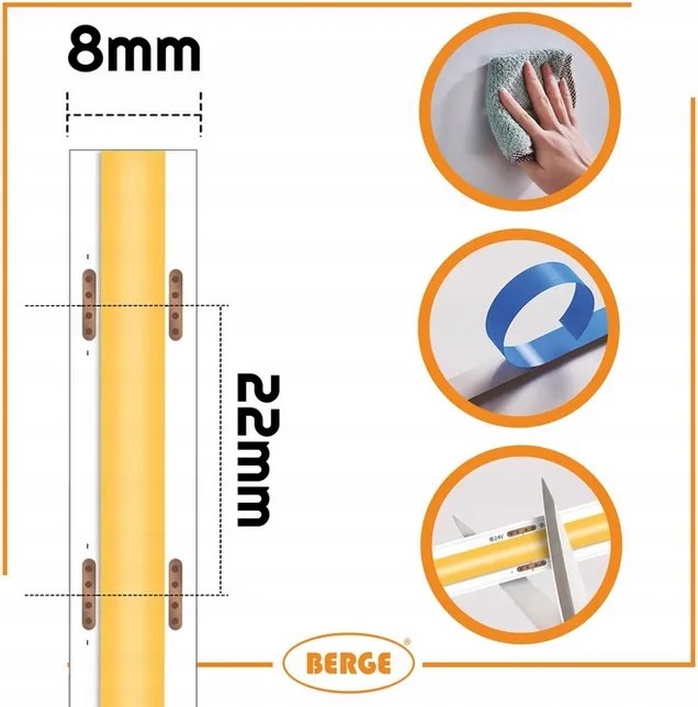 BERGE LED pásik COB Neon 24V - 480D - 9W/m - IP20 - 990lm - 1m - studená farba