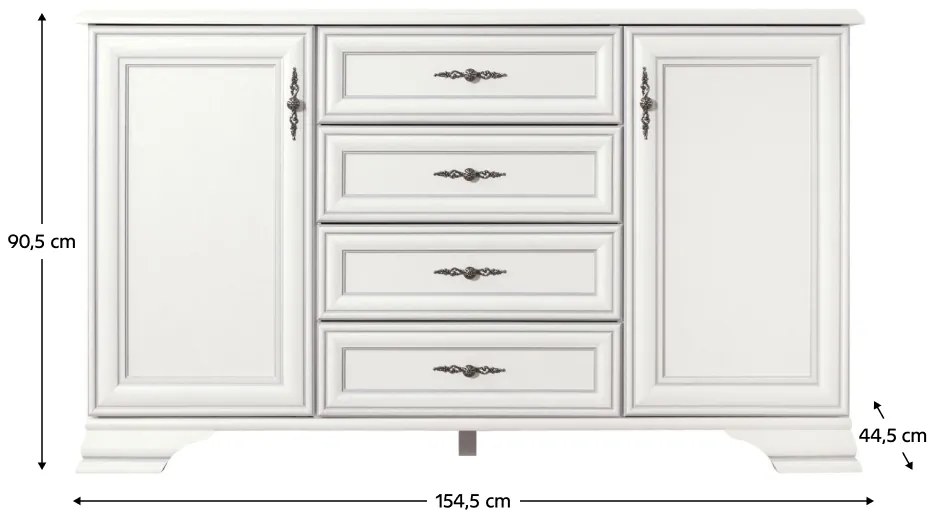 Komoda KENTAKT KOM2D4S, alpská biela