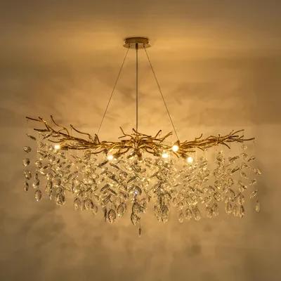 Luster na lanku glamour zlatý CINDY fi100 cm, 10xG9