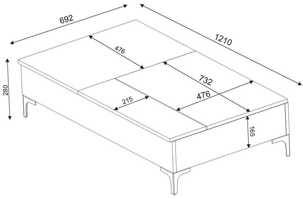 Dizajnový konferenčný stolík Achelle 121 cm biely