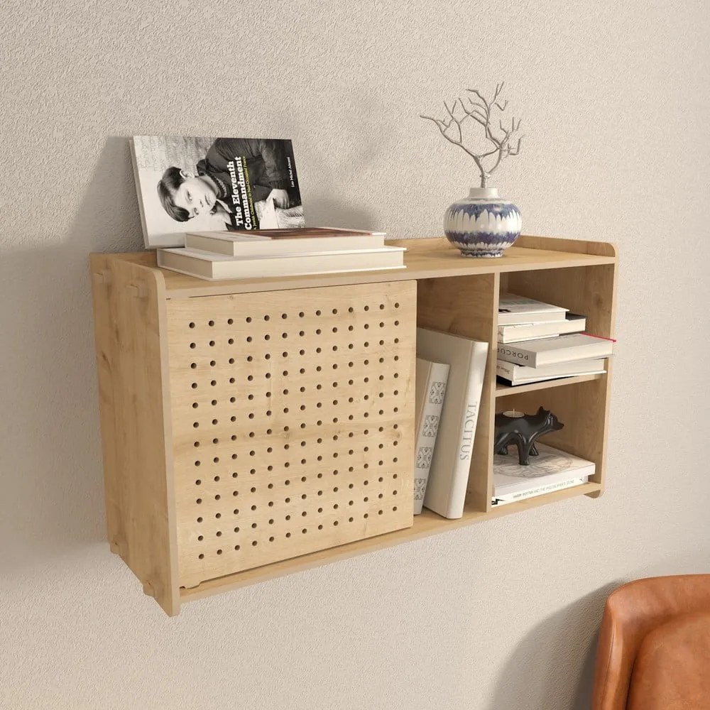 Nástenná knižnica v dekore duba v prírodnej farbe 65x30 cm Sima - Kalune Design