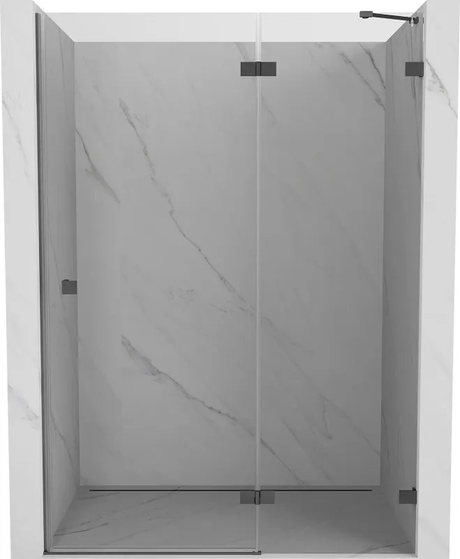 Mexen, Mexen Lunar pravé otočné sprchové dvere 130 cm, transparentné, pištoľový kov - 834-130-000-95-00-P