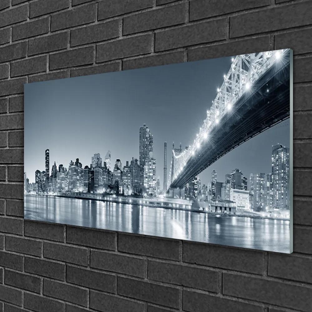 Obraz na skle Mesto most architektúra 100x50 cm
