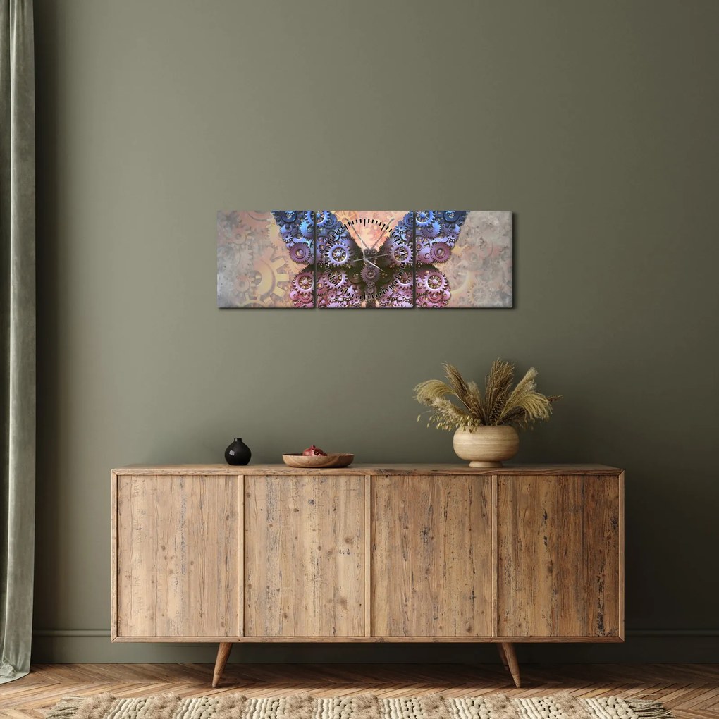 Obraz - Steampunk motýľ (s hodinami) (90x30 cm)