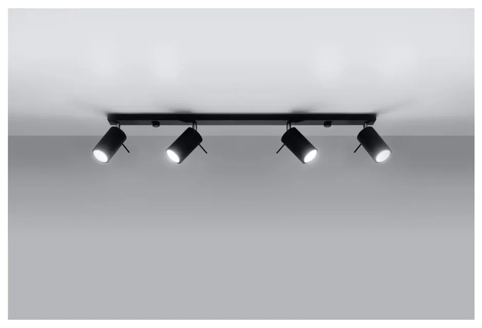 Čierne stropné svietidlo Sollux Etna 4L