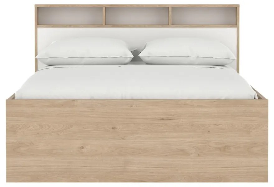 Dvojlôžková posteľ v dekore duba s úložným priestorom bez roštu 140x200 cm v prírodnej farbe Ikast – Tvilum