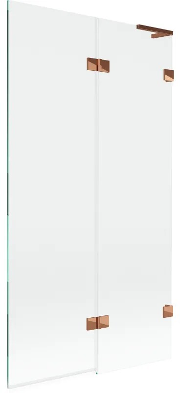 Mexen Lunar L, 2-krídlová vaňová zástena pravá 100 x 150 cm, číre sklo, ružové zlato, 897L-100-100-60-00-P