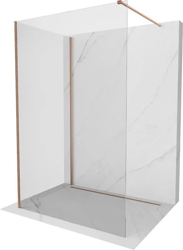 Mexen Kioto sprchová steně Walk-in 130 x 70 cm, transparentná, brúsená meď - 800-130-212-65-00-070