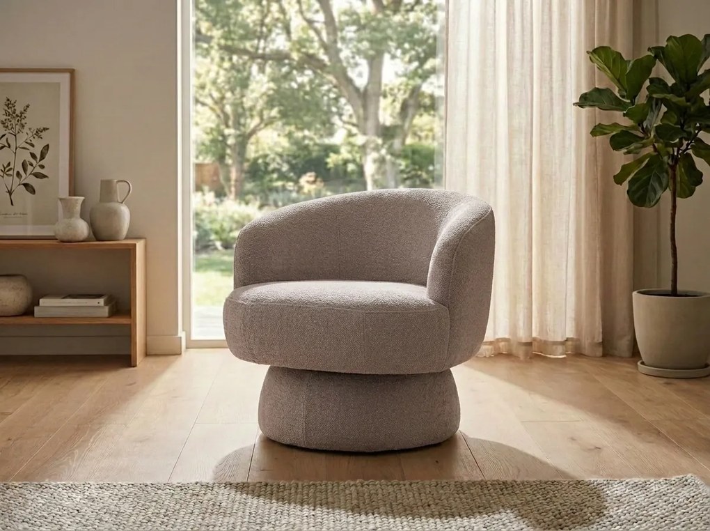 Otočné dizajnové kreslo COSMIC RAVEN, tmavobéžové