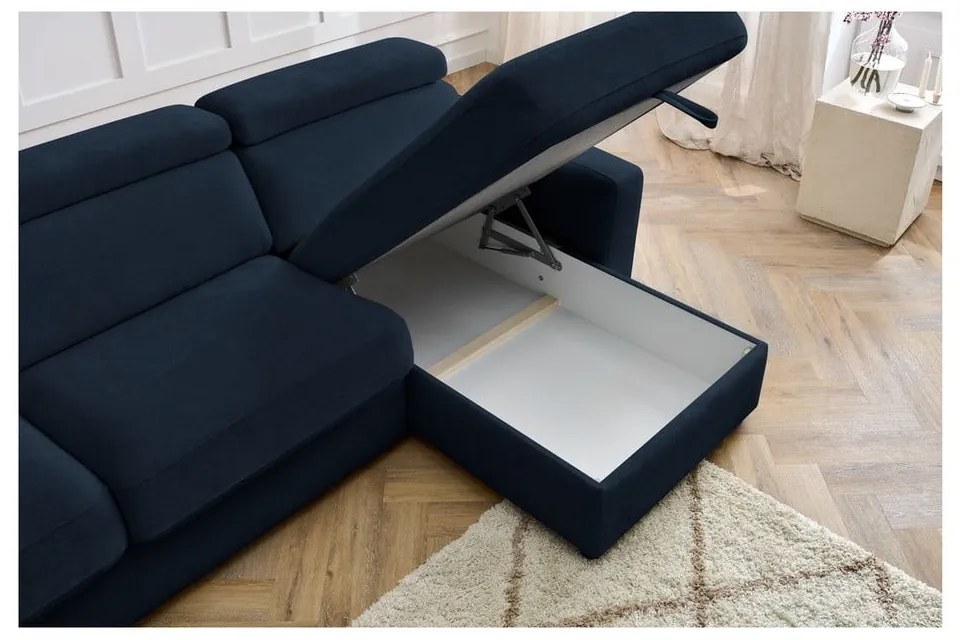 Tmavomodrá rozkladacia rohová pohovka (variabilná) Monaco – Bobochic Paris