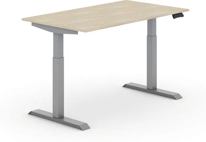 Výškovo nastaviteľný stôl PRIMO ADAPT, elektrický, 735-1235 mm,  doska 1400x800 mm, dub, sivá podnož
