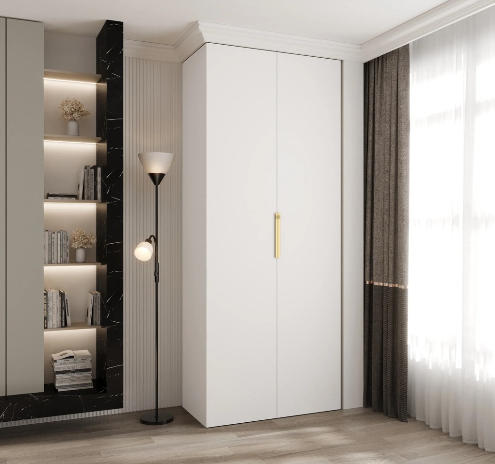 Šatníková skriňa 100 cm Carmela 50-4 (biela + zlatá). Akcia -20%. Vlastná spoľahlivá doprava až k Vám domov. 1126810