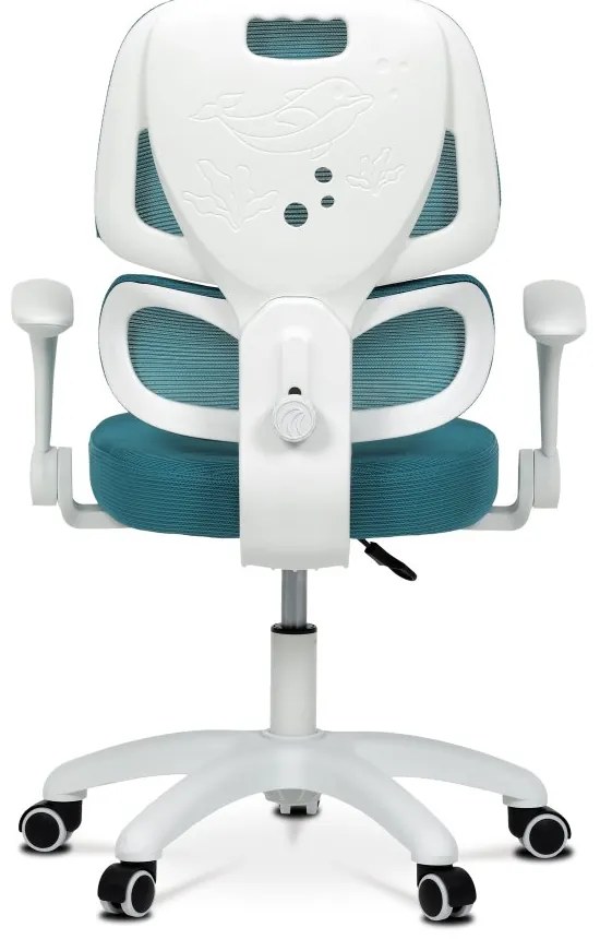 Detská pracovná stolička NANDU — sieť / látka, tyrkysová