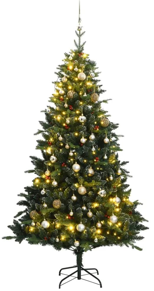 Umelý výklopný vianočný stromček 150 LED a sada gúľ 150 cm 3210292
