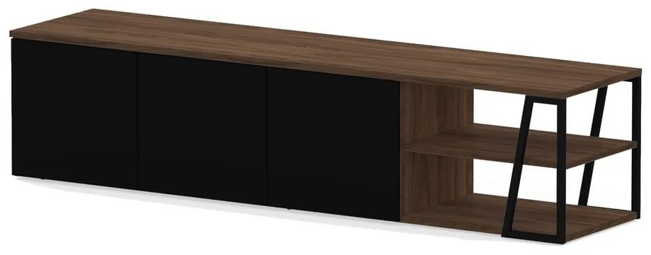 Čierny TV stolík v dekore orecha 190x45 cm Albi - TemaHome