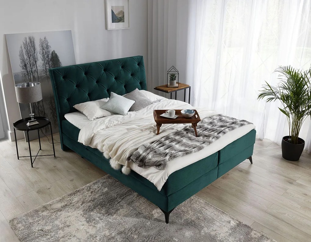 Čalúnená manželská posteľ s úložným priestorom Lazio 140 - béžová