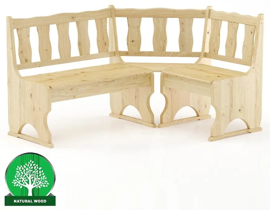 Rohová lavica borovica NR101-150x86x110 surová