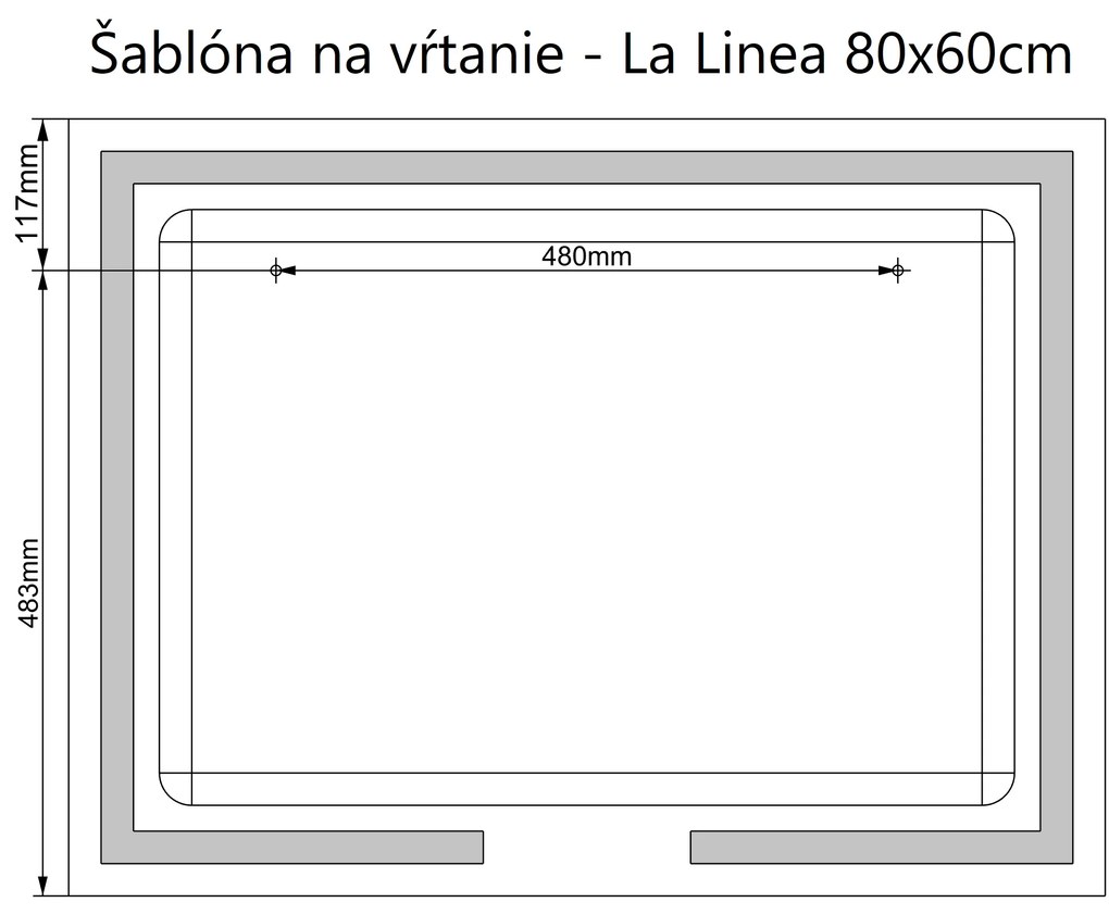 LED zrkadlo La Linea 80x60cm teplá biela - dotykový spínač