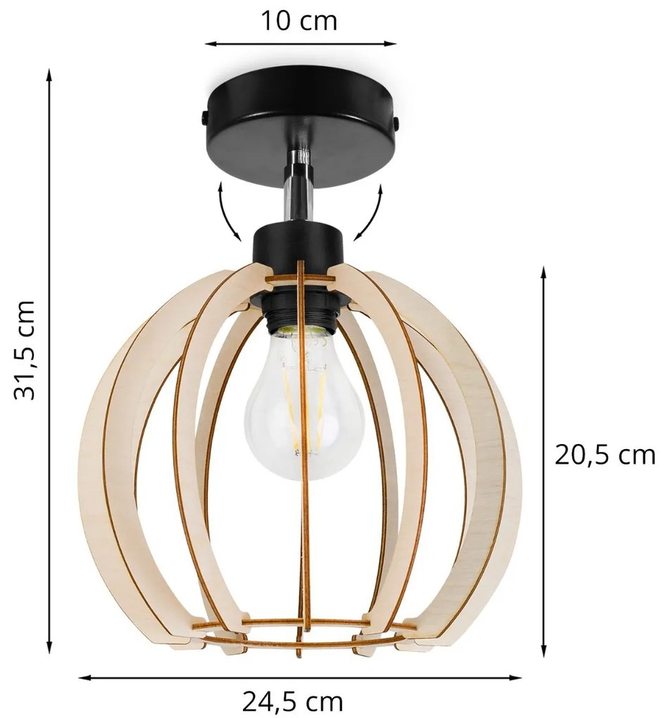 Bodové svietidlo Timber 9, 1x drevené tienidlo, kp