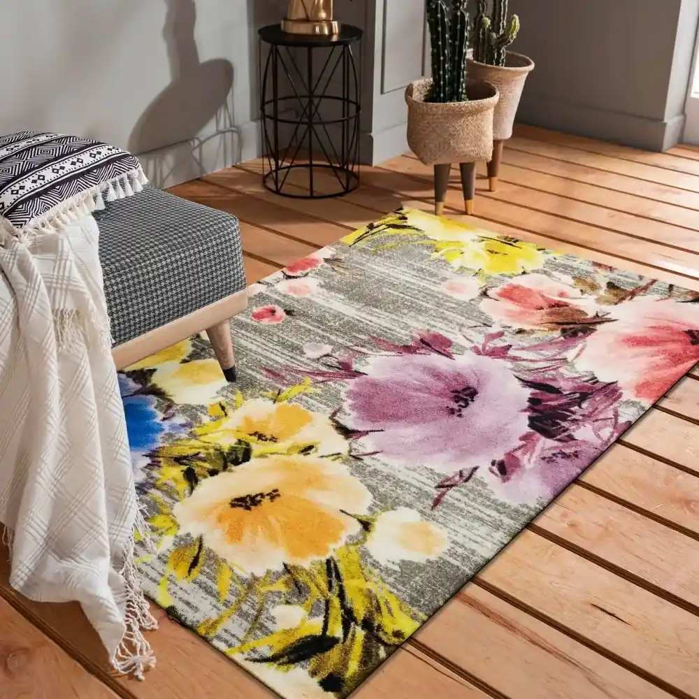 DomTextilu Kvalitný farebný koberec s motívom kvetov 40982-187470 160 x 220  cm Žltá | Biano