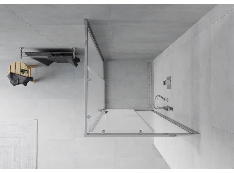 Mexen Rio, štvorcový sprchovací kút s posuvnými dverami 80(dvere) x 80(dvere) x 190 cm, 6mm sklo námraza, chrómový profil, 860-080-080-01-30