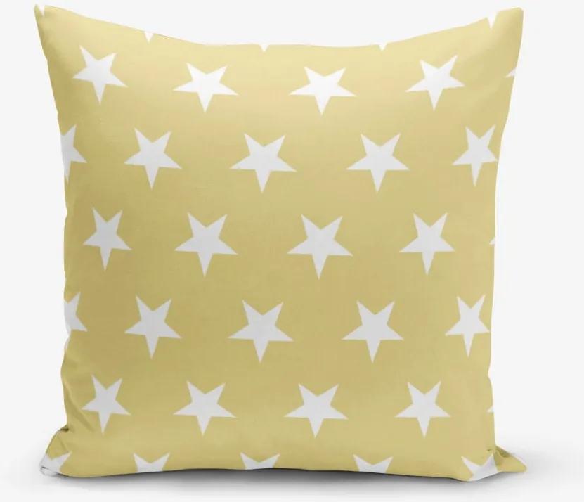 Žltá obliečka na vankúš s motívom hviezdd Minimalist Cushion Covers, 45 × 45 cm