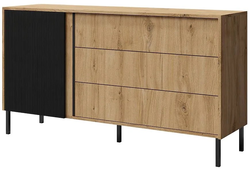 Komoda Mia 3 Večný dub/čierna