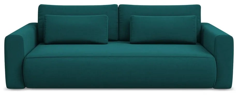 Tyrkysovomodrá zamatová rozkladacia/s úložným priestorom pohovka 238 cm Kapua – Makamii