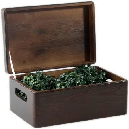 ČistéDrevo Dřevěný box s víkem 30x20x13,5 cm - hnědý