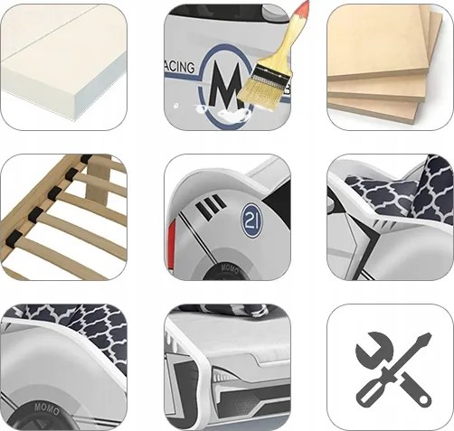 Detská posteľ auto STUART 180x90 cm - modrá (15)