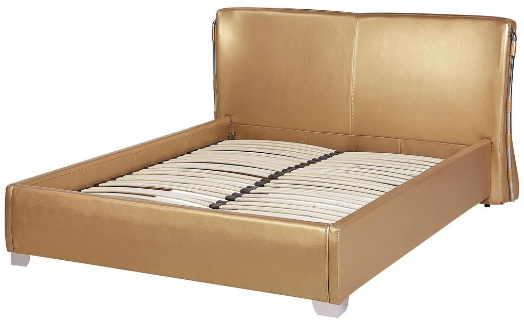Zlatá luxusná posteľ 140x200 cm PARIS Beliani