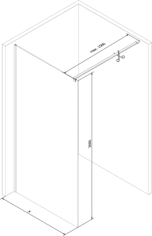 Mexen Kioto sprchová zástena, 70x200 cm, 8 mm, chrómový profil, sklo číre-námraza, 800-070-101-01-35