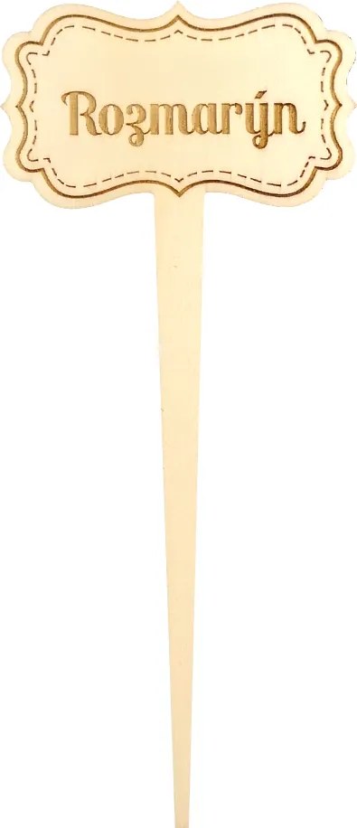 AMADEA Drevený zápich - ceduľka na bylinky Rozmarín, výška 20 cm, český výrobok