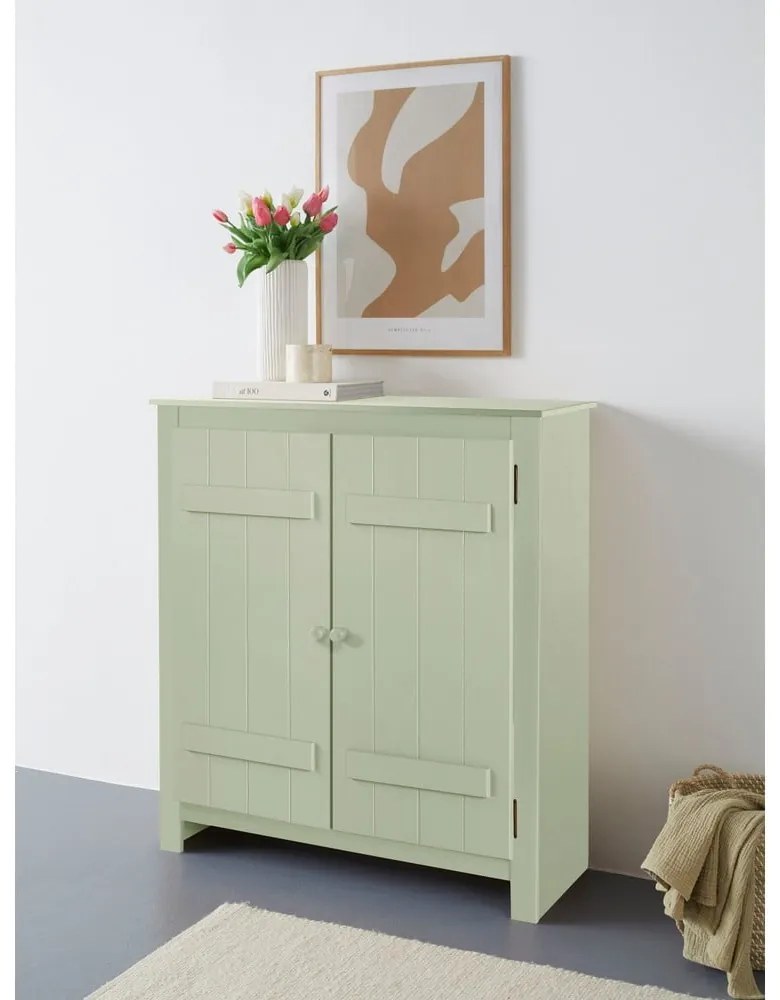 Svetlozelená skrinka z borovicového dreva 100x110 cm Bertram – Støraa