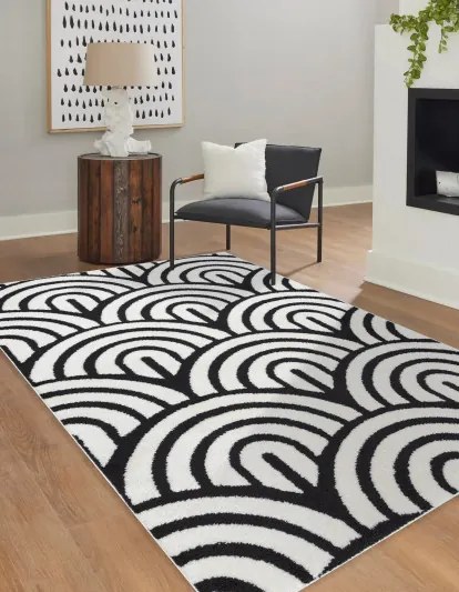 Dywany Łuszczów 160x220 cm Kusový koberec Mode 8629 cream/black, biela, kancelária
