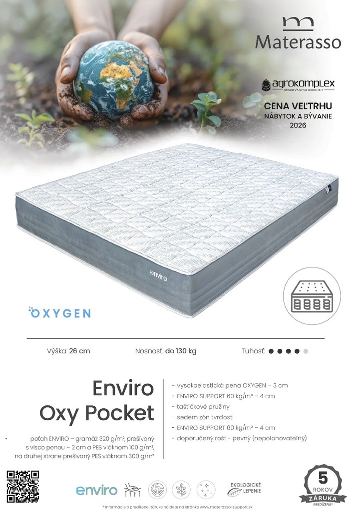 Taštičkový matrac Enviro Oxy Pocket Rozmer: 200 x 200 cm