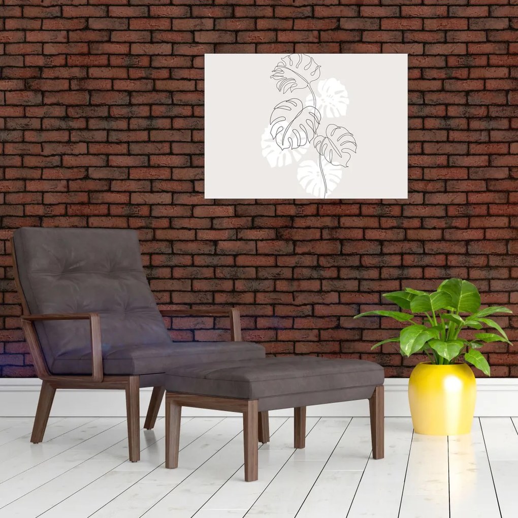 Obraz - Line art monstera N⁰3 (70x50 cm)