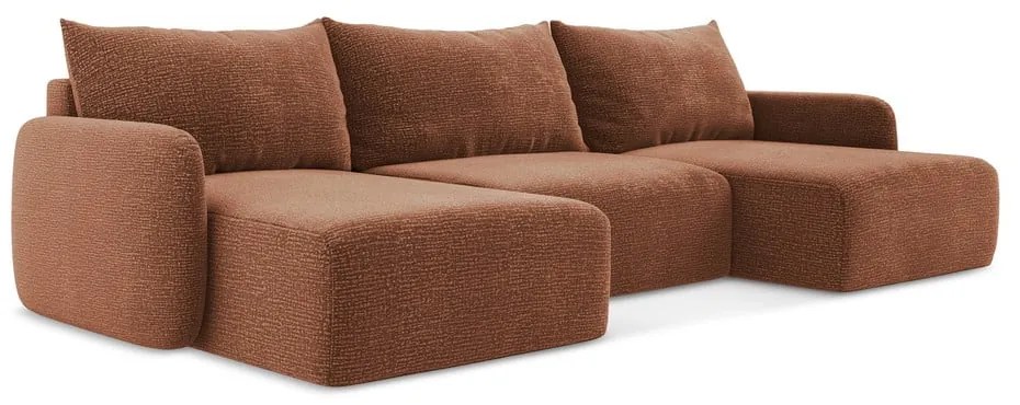 Rozkladacia/s úložným priestorom rohová pohovka v tehlovej farbe Kalena – Makamii