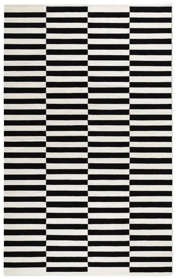 Čierno-biely obojstranný ručne tkaný vlnený koberec 200x300 cm Donna – Hanse Home